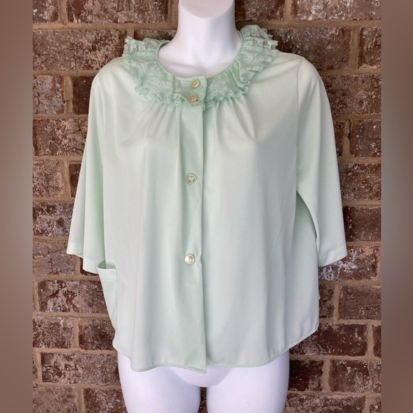 Vintage Shadowline Bed Jacket Embellished with lace Size Small - Picture 1 of 9